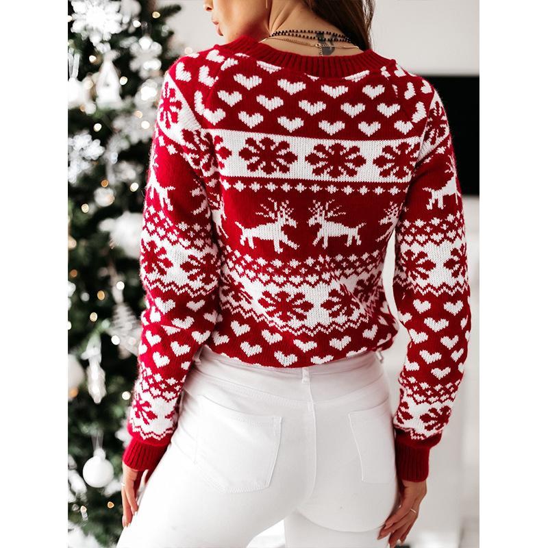 Women's Jumpers Christmas Snowflake Reindeer Sweater