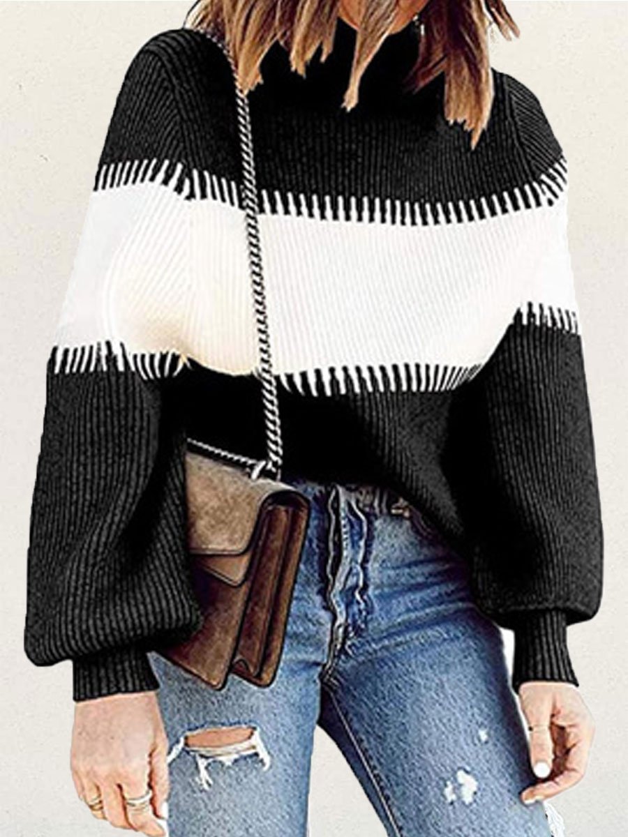Turtleneck contrast sweater