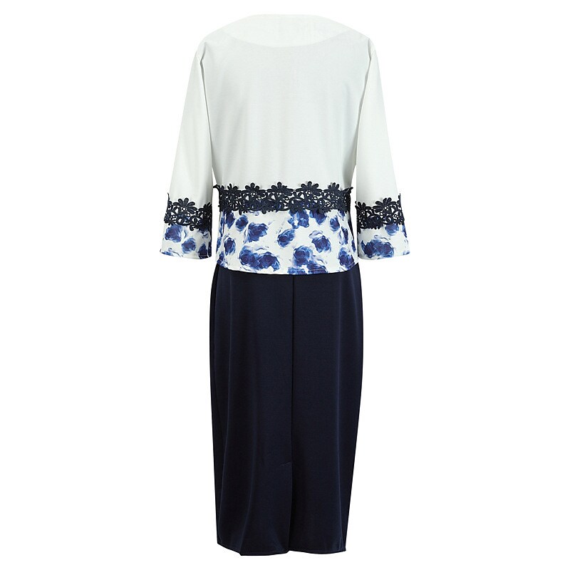 Women's Plus Size Party Dress Floral Crew Neck Print 3/4 Length Sleeve Dress