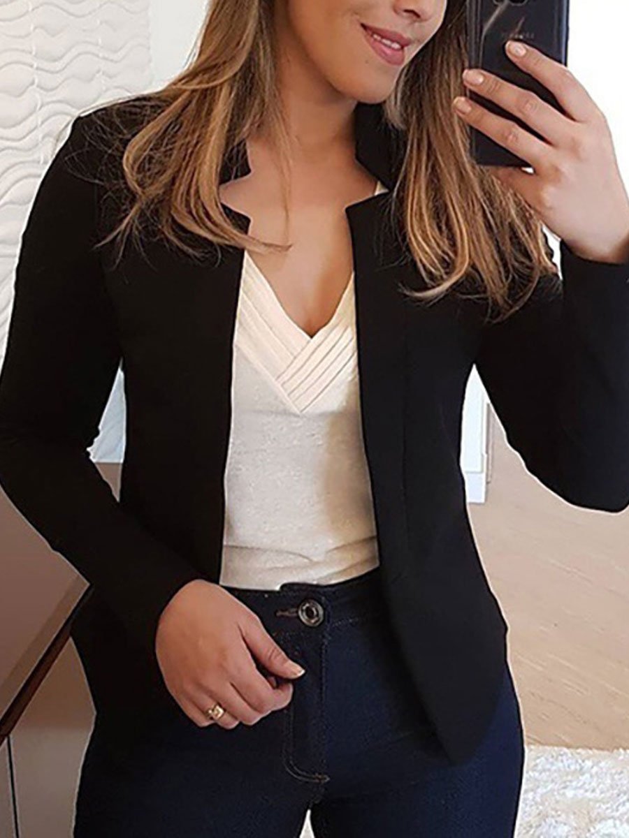 Plain Long Sleeve Cardigan Casual Blazer