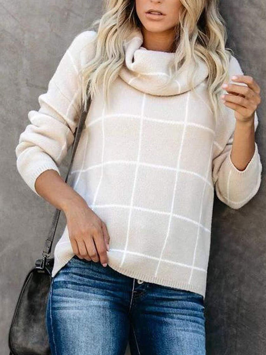 Turtleneck Plaid Sweater