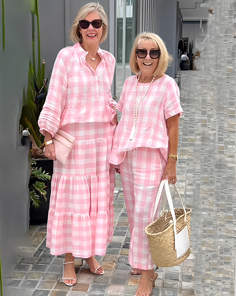 Plaid Top + Pants Two-piece Suit