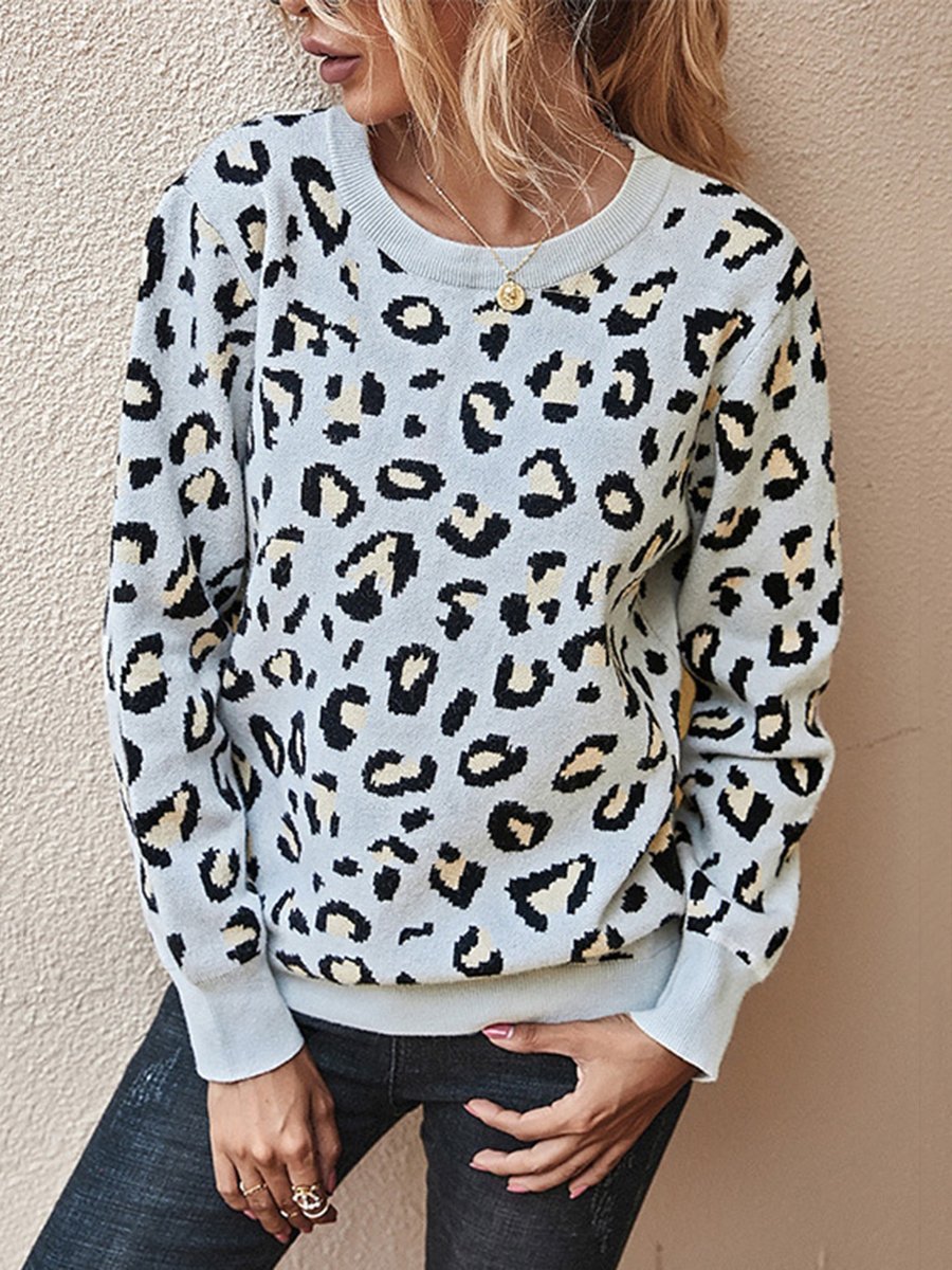 Casual Backless Leopard Print Women Sweater