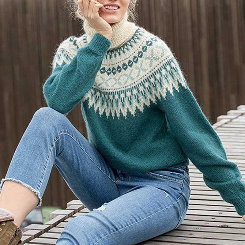 Iceland Mountain Pattern Vintage Sweater