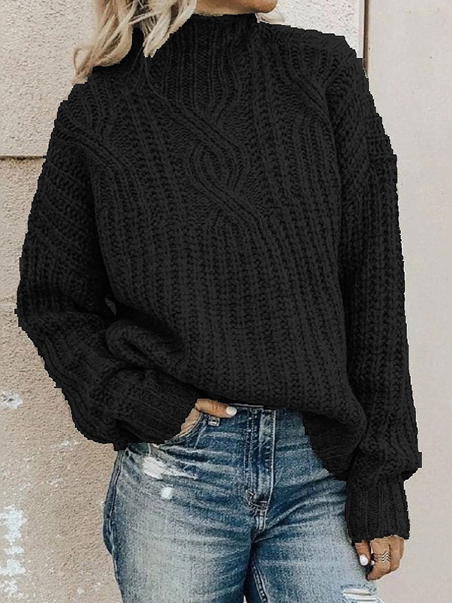 Turtleneck Twist Knitted Pullover Sweater