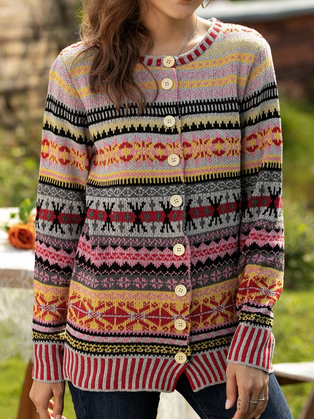 Printed Long Sleeve Casual Cardigans Sweater coat