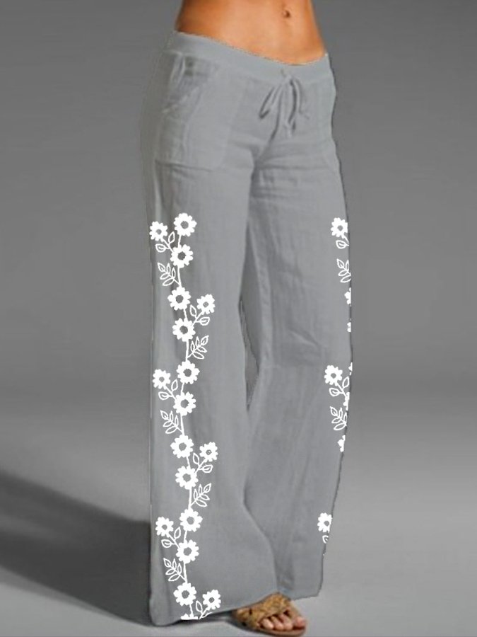 Women's Floral Print Casual Cotton Pants