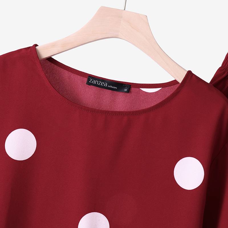 Polka dot top and pants two-piece set