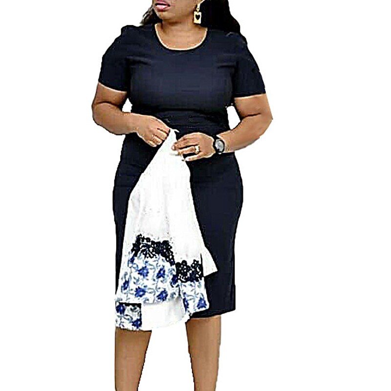 Women's Plus Size Party Dress Floral Crew Neck Print 3/4 Length Sleeve Dress