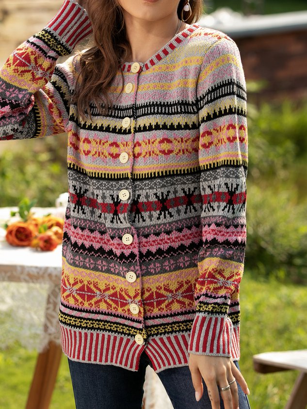 Printed Long Sleeve Casual Cardigans Sweater coat