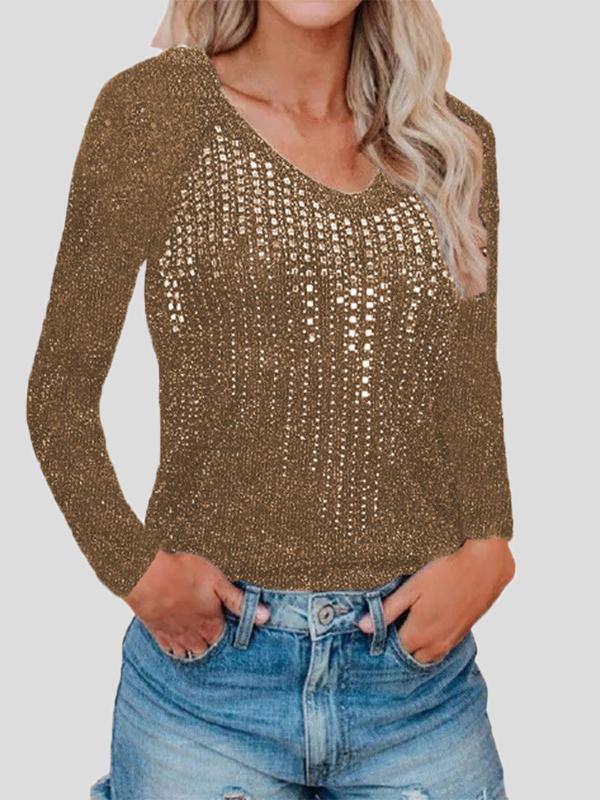 Women's Sweaters V-Neck Long Sleeve Knitted Sweater