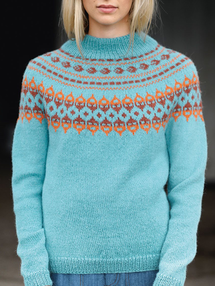 Fairman Island Jacquard Long Sleeve Vintage Sweater