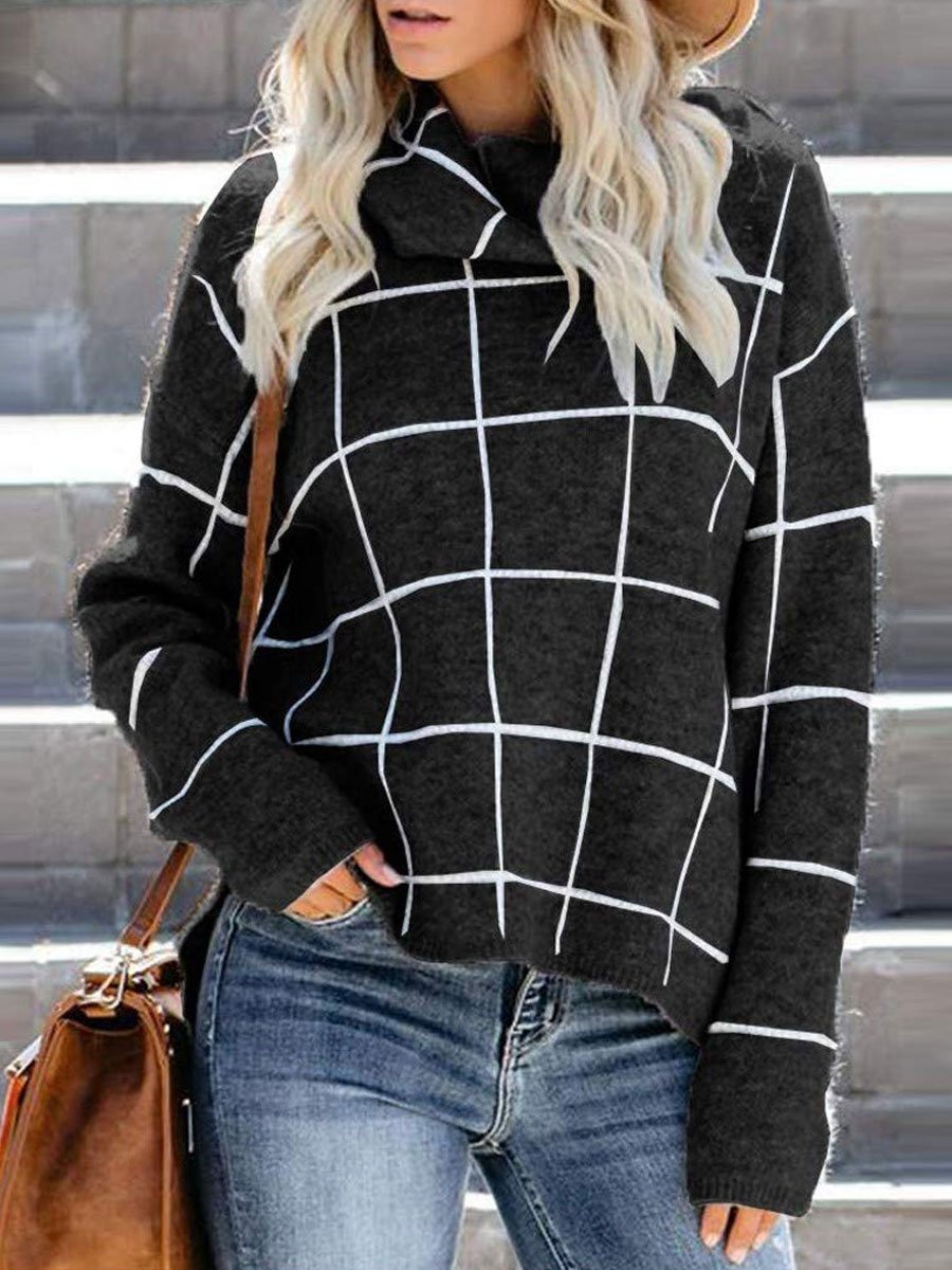 Turtleneck Plaid Sweater
