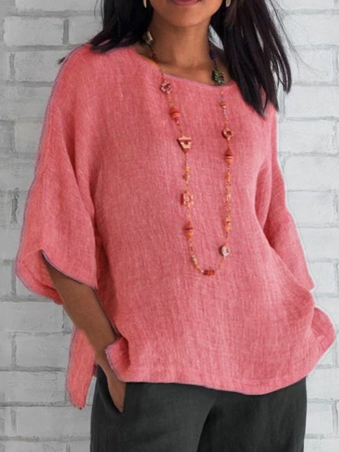 Women's 3/4 Sleeve Crew Neck Casual Shirt