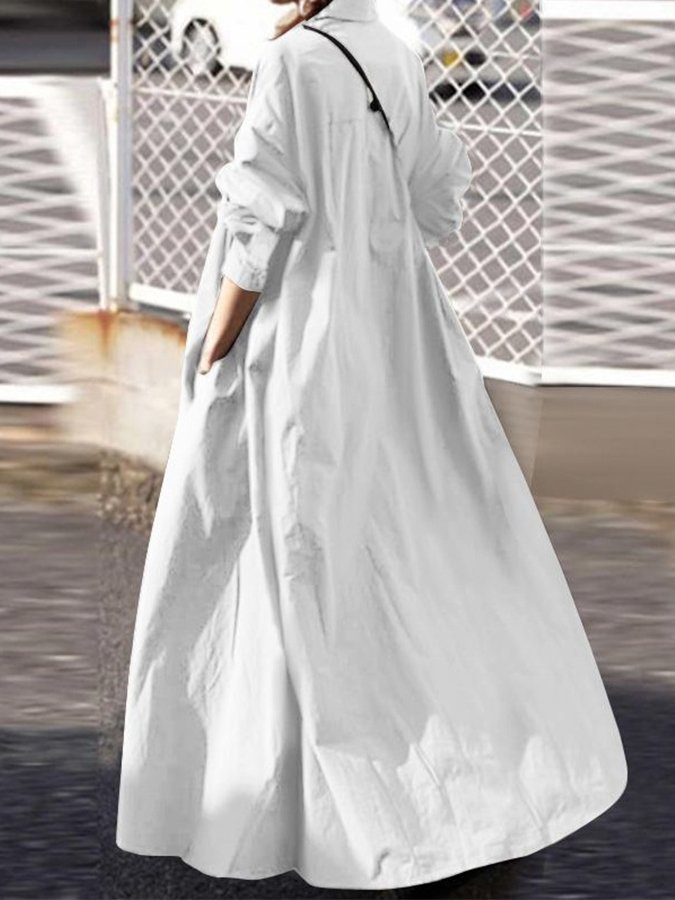 Women's Solid Color Shirt Long Sleeve Casual Dress