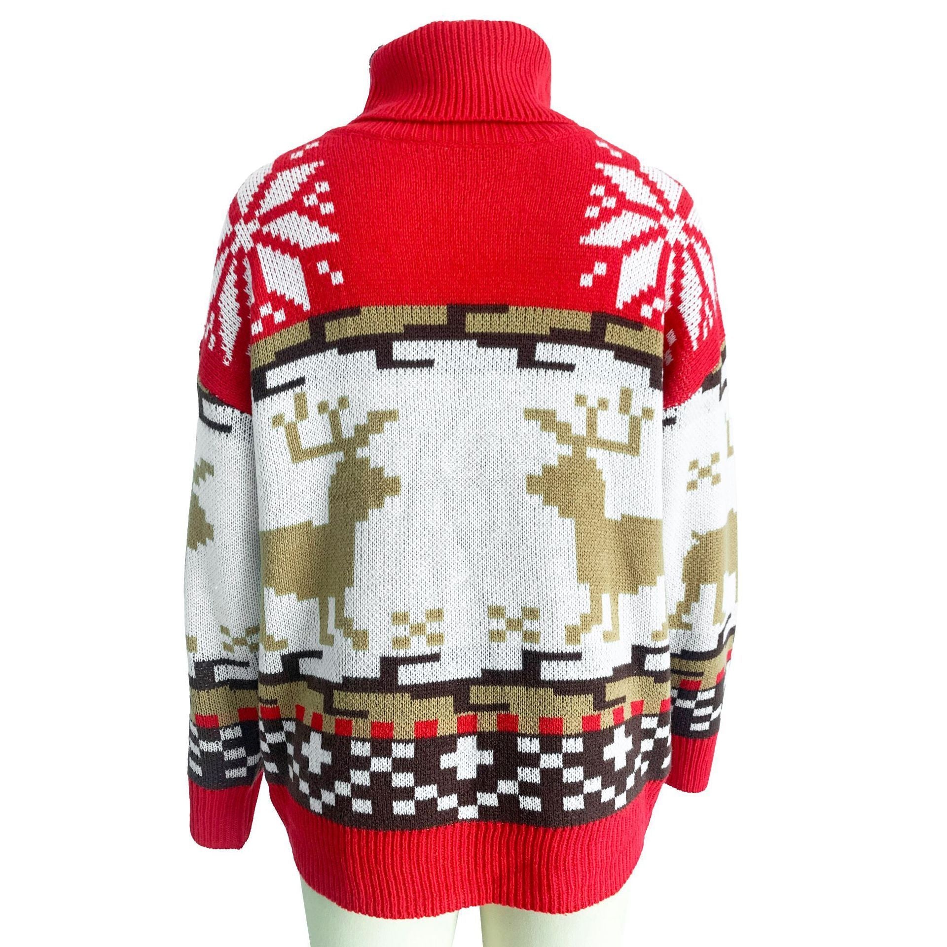 Women's Christmas Elk Snowflake Surtleneck Sweater