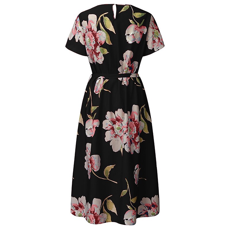 Women's Plus Size A Line Dress Floral Casual Midi Dress