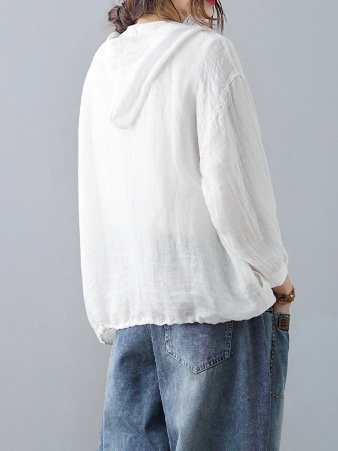 Women's Loose Casual Ramie Long Sleeve Shirt