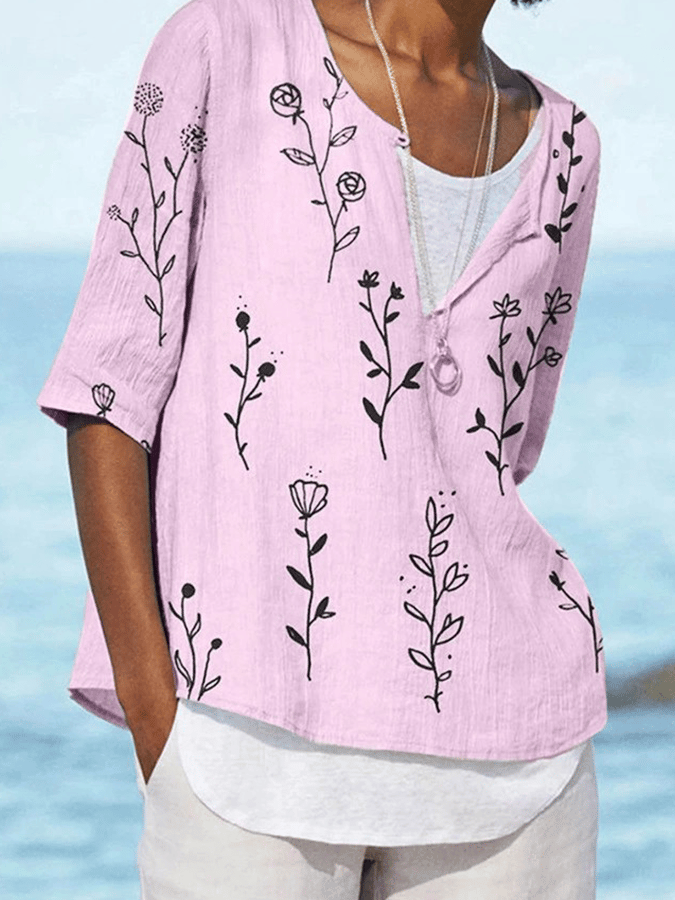 women's casual mid-sleeve shirt