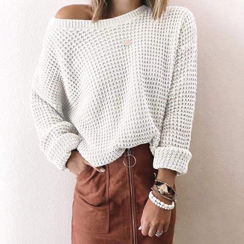 Women's Solid Long Sleeve Knit Top Sweater