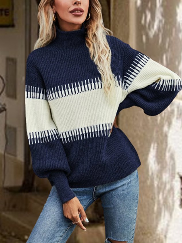 Loosen High Neck Graphic Sweater