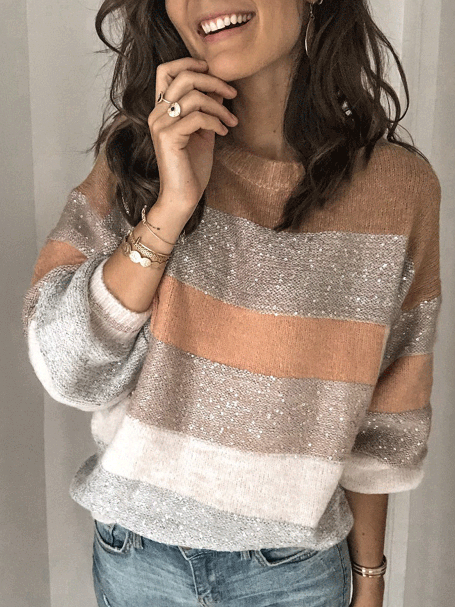 Multicolor Stitching Knitted Sweater
