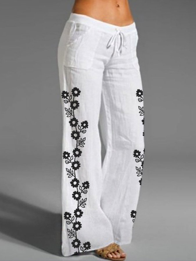 Women's Floral Print Casual Cotton Pants