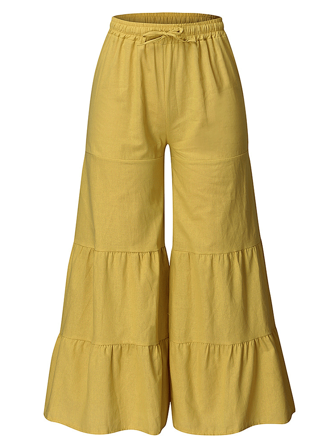 women's cotton linen loose wide leg pants