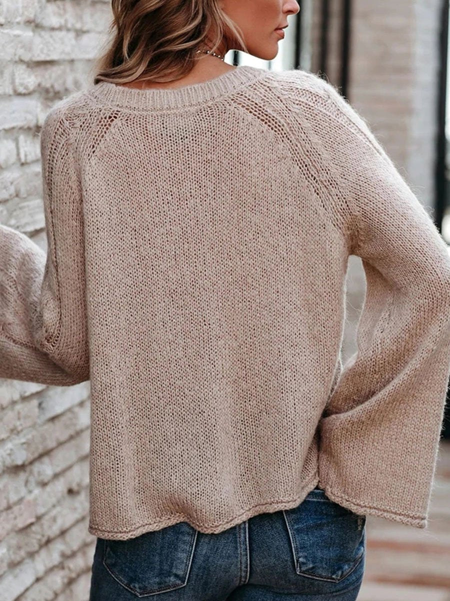 Loose Solid Color Knitted Sweater
