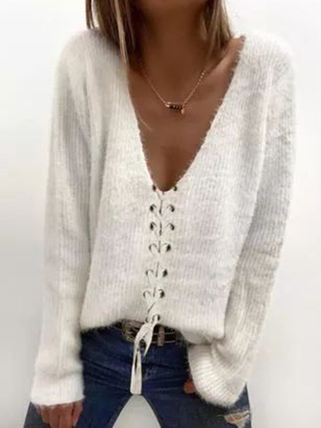 Long Sleeve Plain Shift Casual Sweater