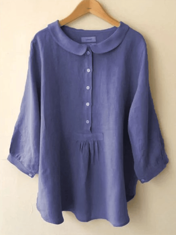 Women's Cotton Linen Seven Sleeve Shirt