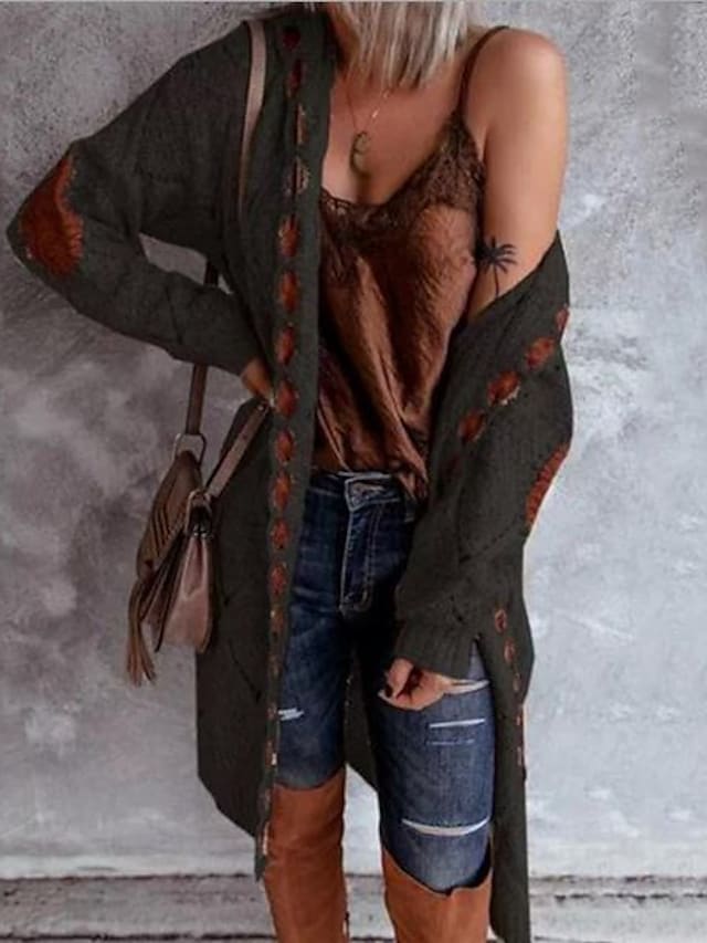 Women's Cardigan Knitted Casual Long Sleeve Loose Sweater