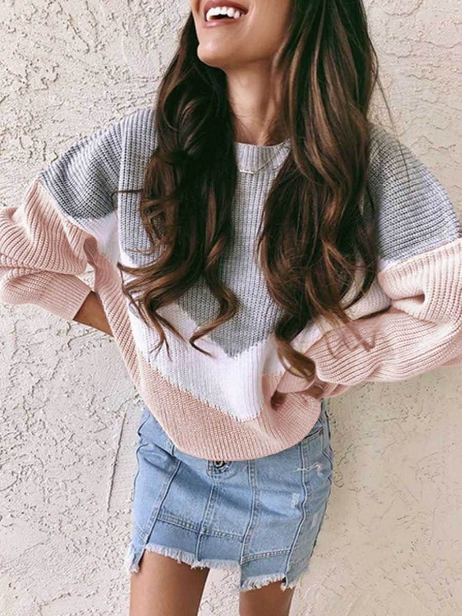 Color block loose sweater