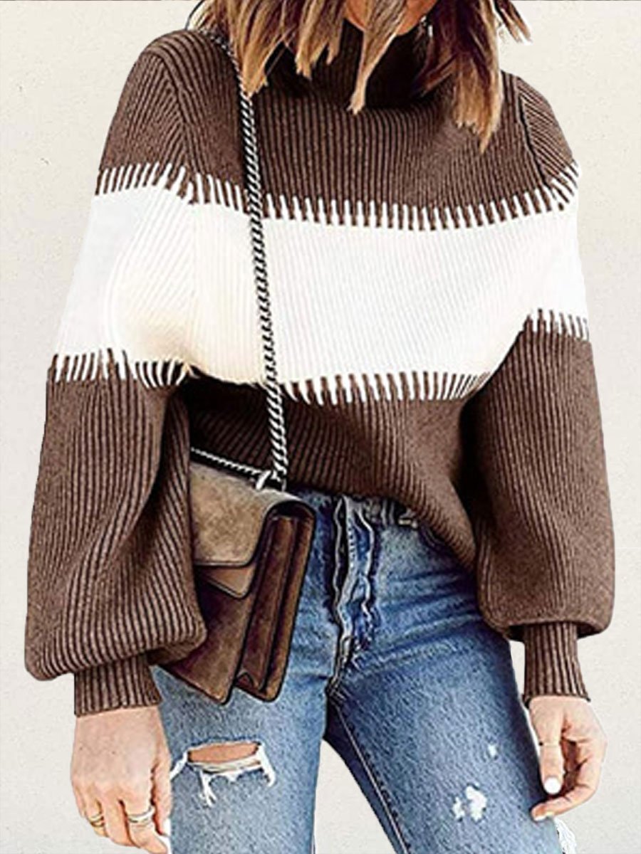 Turtleneck contrast sweater