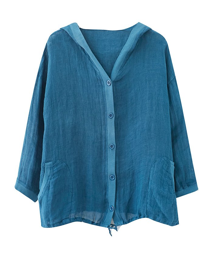 Women's Loose Casual Ramie Long Sleeve Shirt