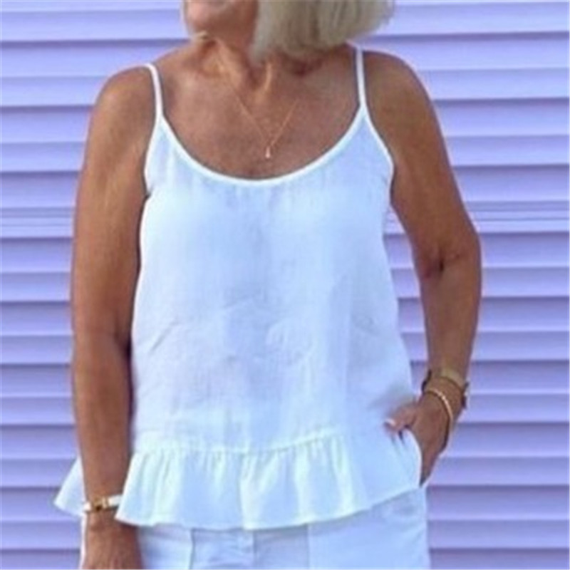 Cotton and linen camisole top + loose elasticated waist trousers two-piece set