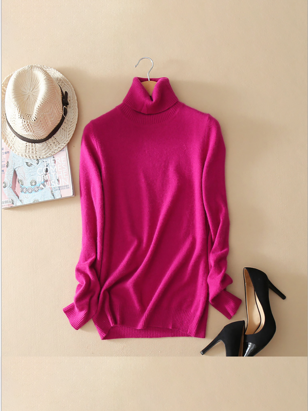 Turtleneck Long Sleeve Wool Blend Sweaters