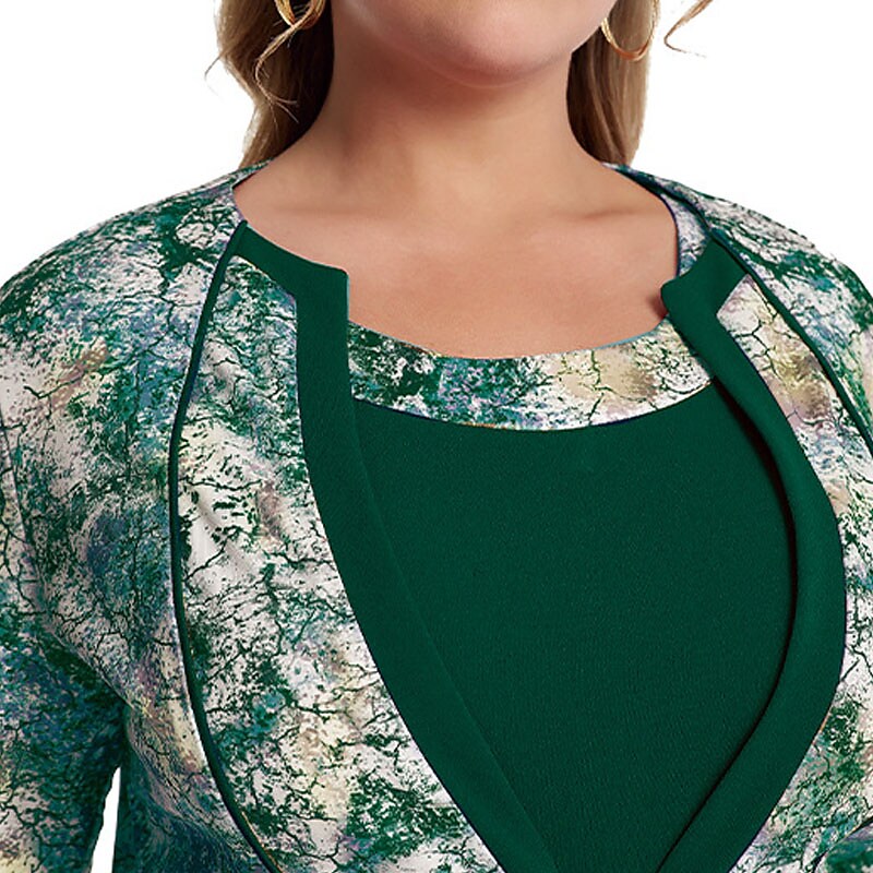 Women's Plus Size Work Dress Floral Crew Neck Print Dress