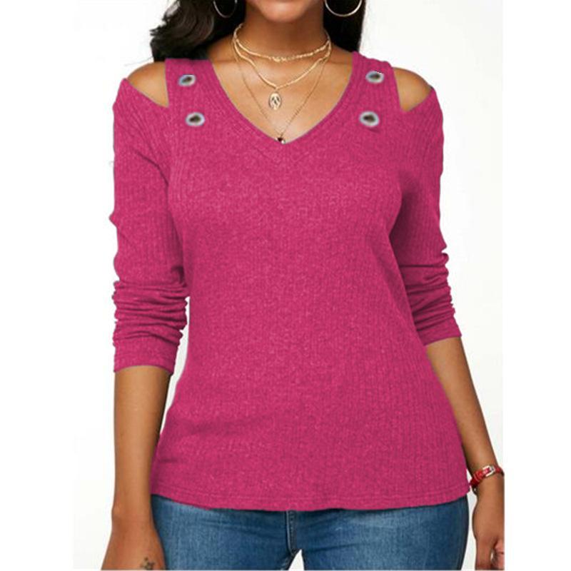 V-Neck Strapless Long-Sleeved Sweater T-Shirt