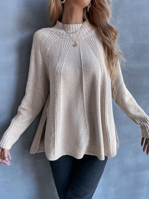 Plain Wool/Knitting Crew Neck Casual Sweater