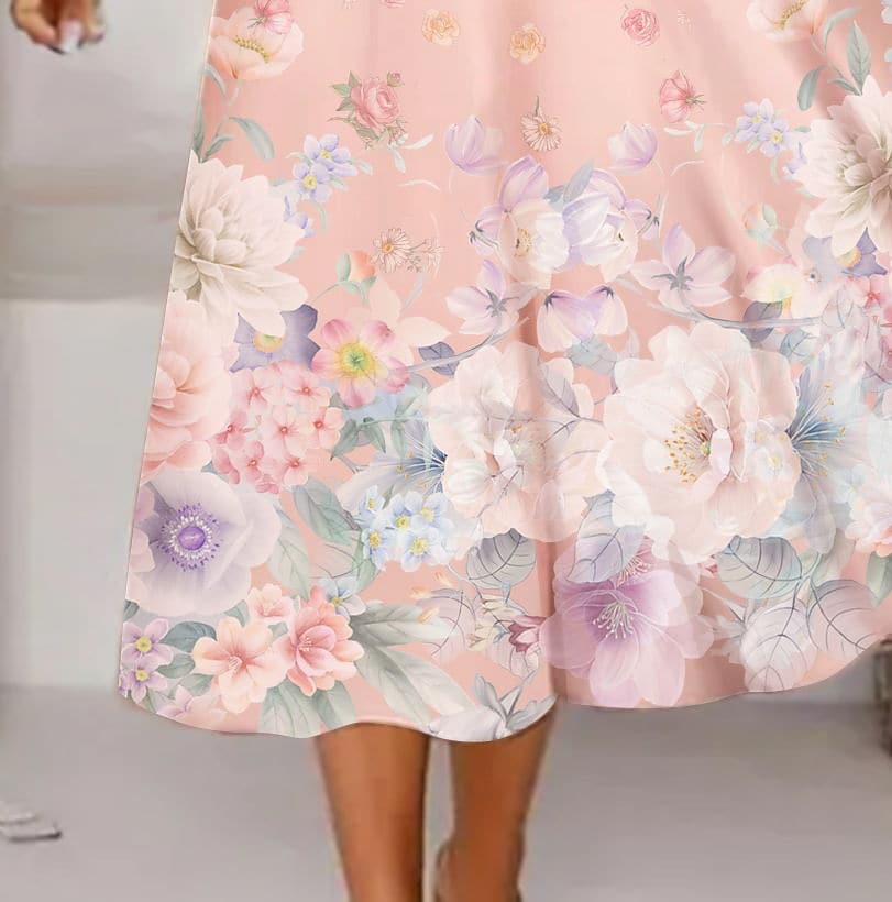 Women's Dress Set Midi Dress Pink Half Sleeve Floral Print Lace Print Spring Summer Crew Neck Stylish Elegant 2022 S M L XL XXL 3XL 4XL 5XL