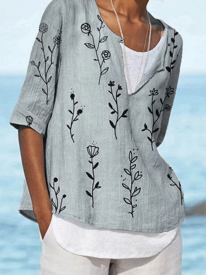 women's casual mid-sleeve shirt