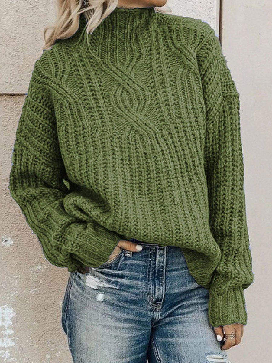 Turtleneck Twist Knitted Pullover Sweater