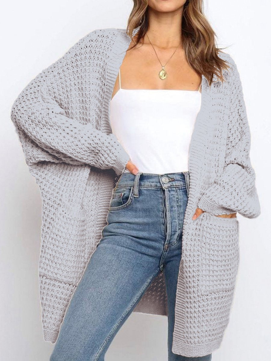 Loose Solid Color Knitted Cardigan