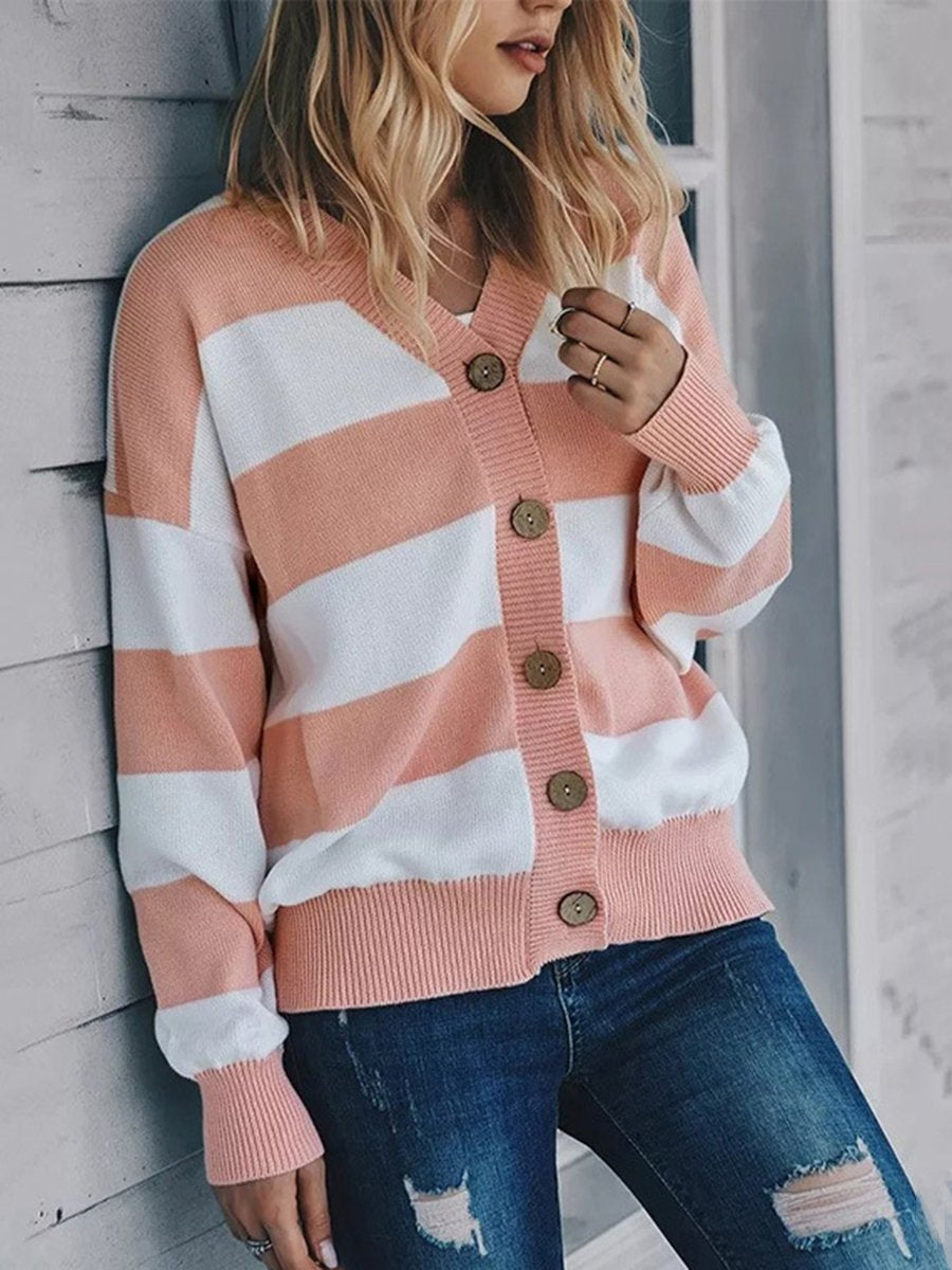 Colorblock Long Sleeve Cardigan for Women