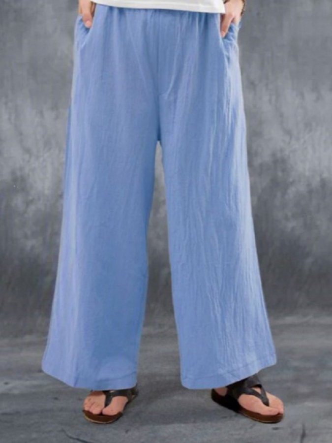 Women's Comfortable Casual Simple Cotton Linen Loose Wide Pants