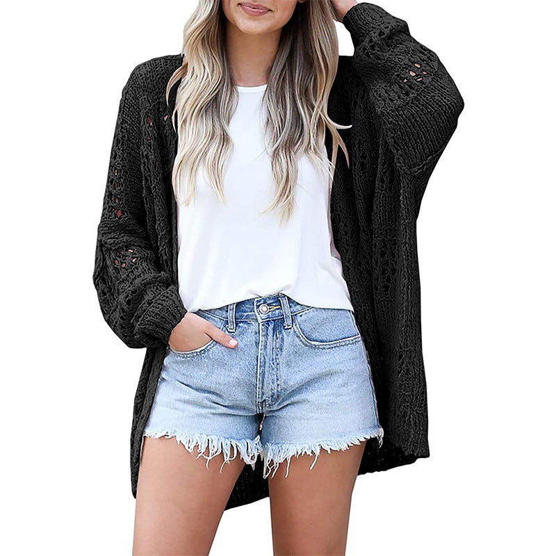 Women's Solid Cutout Cardigan Sweater