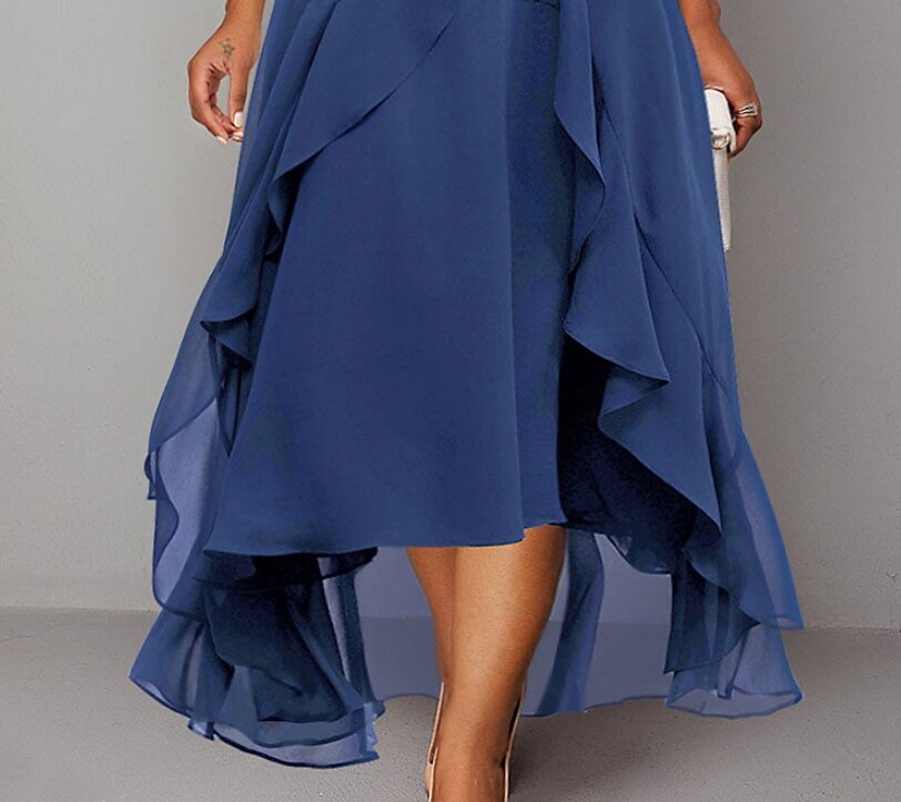 Women's Plus Size Party Dress Print Round Neck 3/4 Length Sleeve Formal Dress