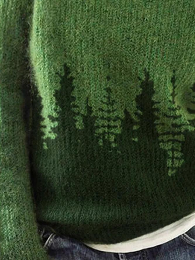 Forest Mint Green Long Sleeve Printed Sweater