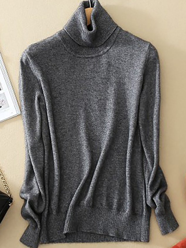 Turtleneck Long Sleeve Wool Blend Sweaters